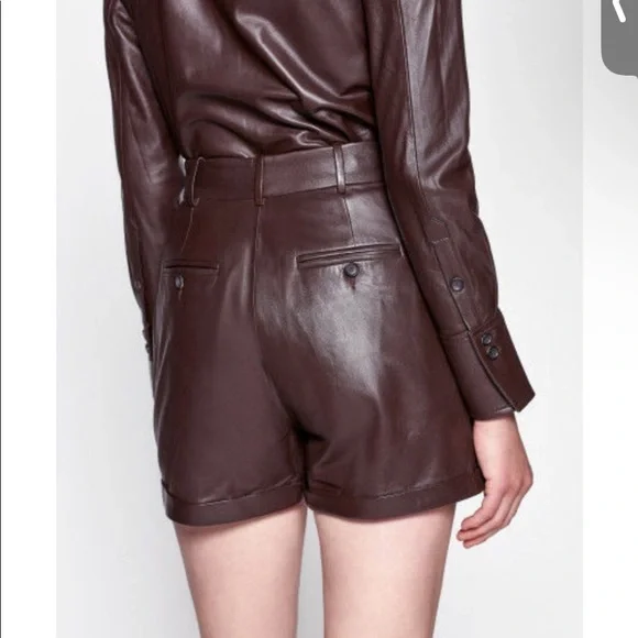 NWT Equipment Breeta Brown leather shorts